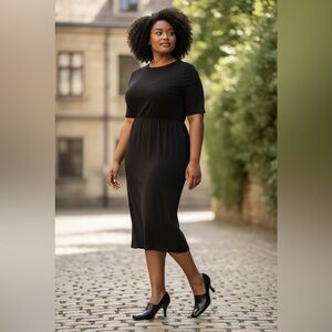 Franco Sarto Black Square Toe Leather Heels 9M Women’s Classic Academia Career